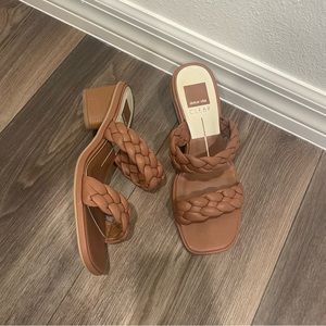 Dolce Vita Camel Tan Braided Black Heels